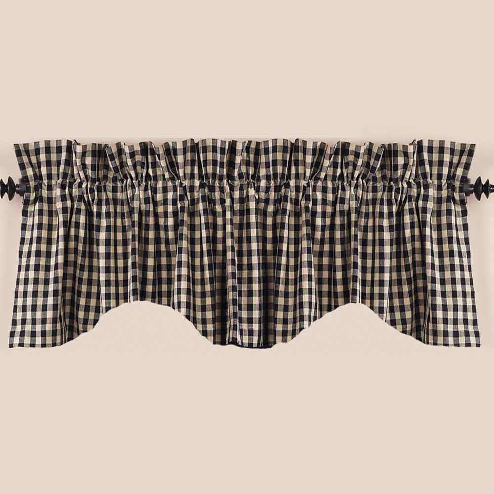 (image for) Heritage House Check Scalloped Valance Black