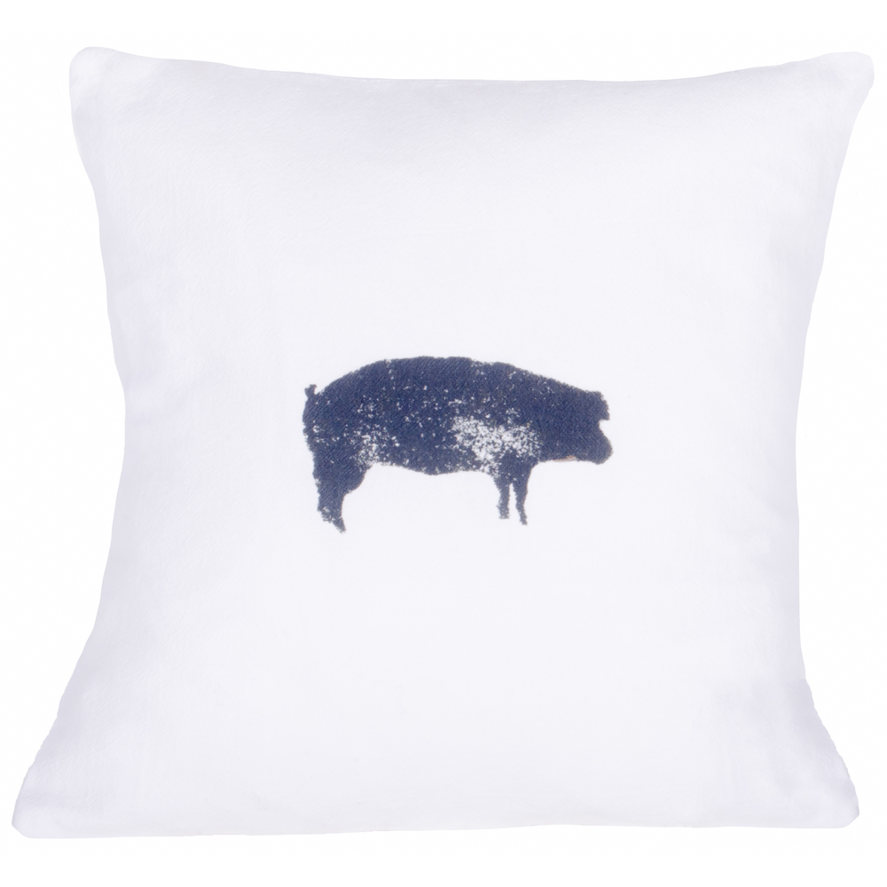 Farmhouse Pig White Pillow