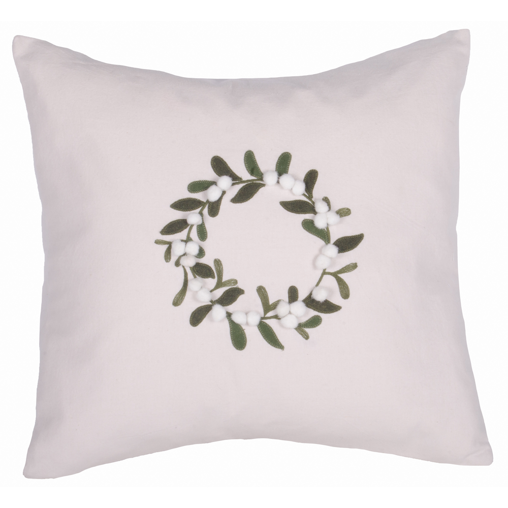 Pom Pom Wreath Cream Pillow