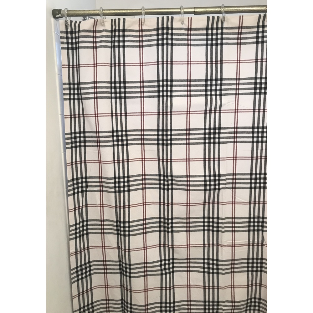 Chesterfield Check Cream - Black - Red Shower Curtain