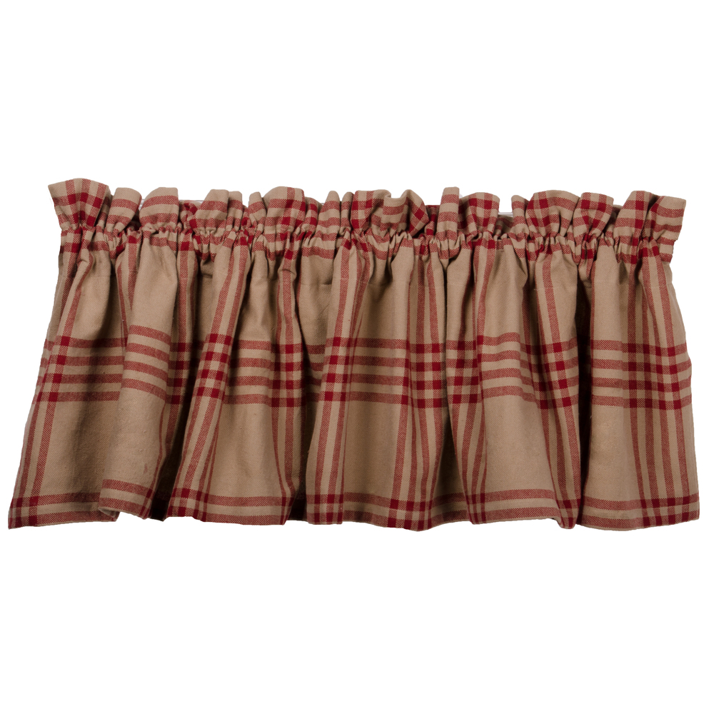 Chesterfield Check Barn Red Valance Oat-Barn Red