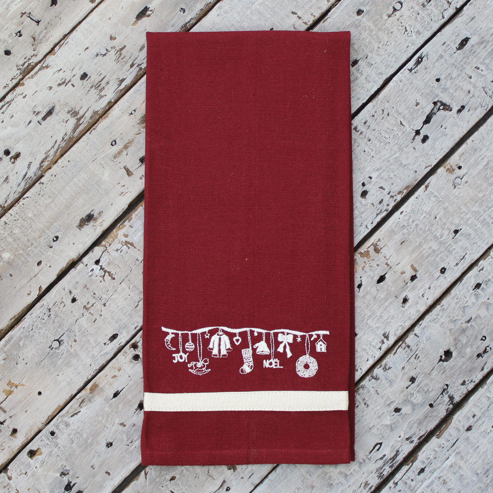 Christmas Garland Red Towel