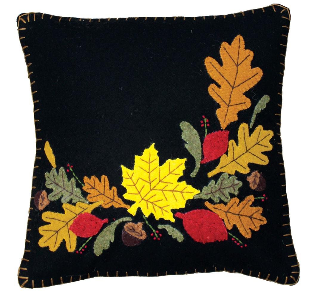 Fall Leaves Black Pillow