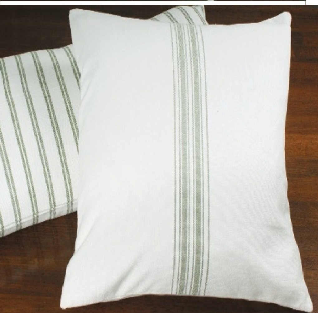 Grain Sack Stripe Sage Lumbar Pillow Cover