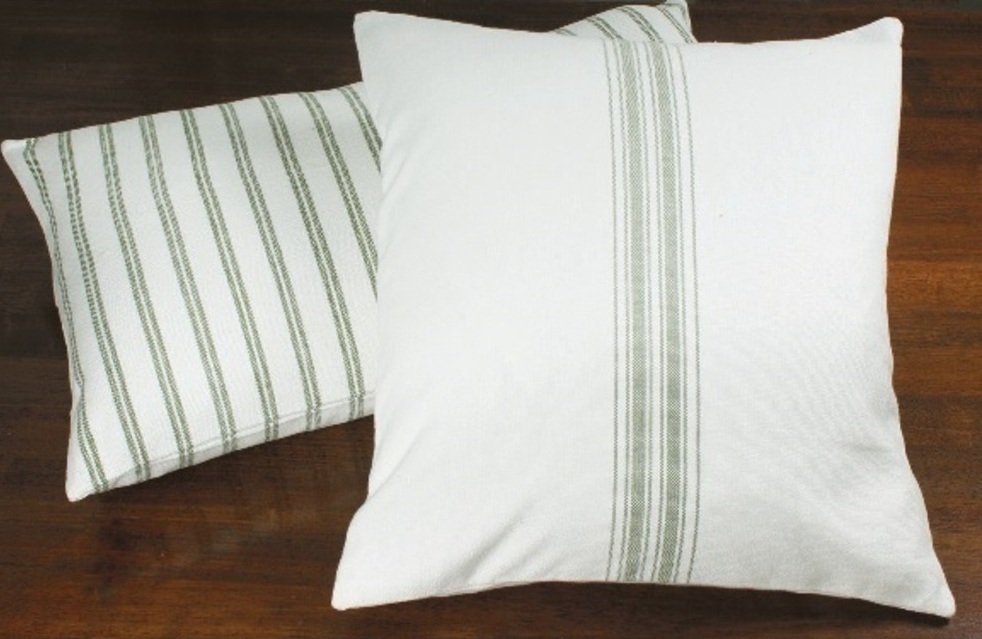 Grain Sack Stripe Sage Pillow Cover 18"x18"